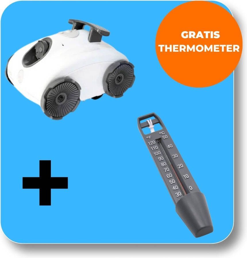 Interline Zwembadrobot King Crab Bodemzuiger Zwembad Stofzuiger Zwembad Reiniger Zwembad Robot Zwembadzuiger Zwembadstofzuiger Zwembaden tot 7m x 3 5m x 1 80m Incl. gratis Thermometer