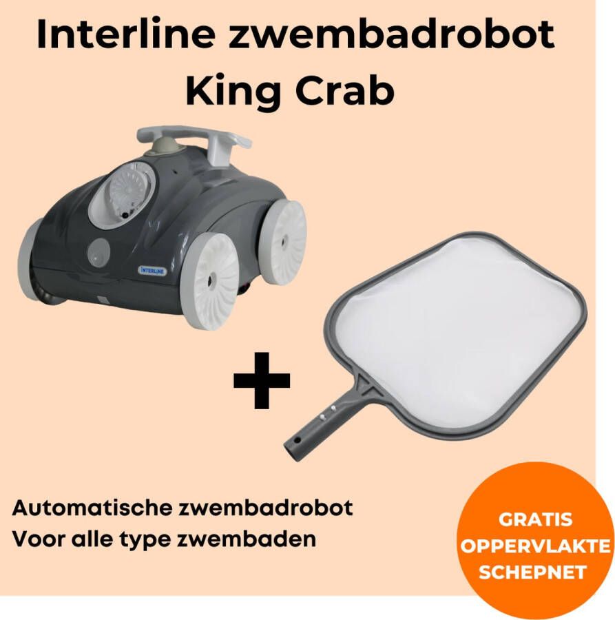 Interline zwembadrobot King Crab Zwembadrobot Zwembaden tot 7m x 3 5m Reinigt de bodem Geschikt voor alle type zwembaden Inclusief gratis oppervlakte schepnet