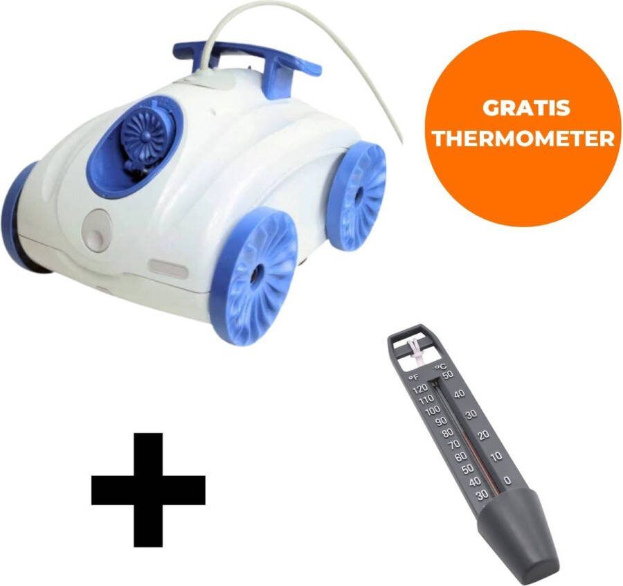 Interline Zwembadrobot Snapper Bodemzuiger Zwembad Stofzuiger Zwembad Reiniger Zwembad Robot Zwembadzuiger Zwembadstofzuiger Zwembaden tot 4 5m x 4 5m x1 20m Incl. gratis Thermometer