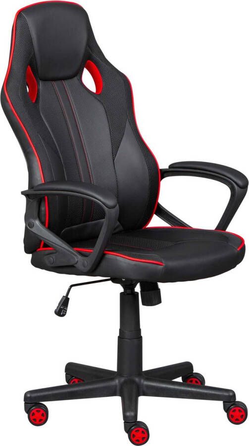 Hioshop Racingblack kantoorstoel zwart rood.