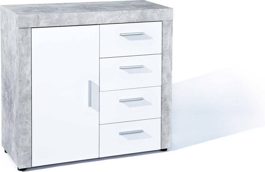 Interlink SAS Design commode Beton 1.3 in decor marmer met witte fronten