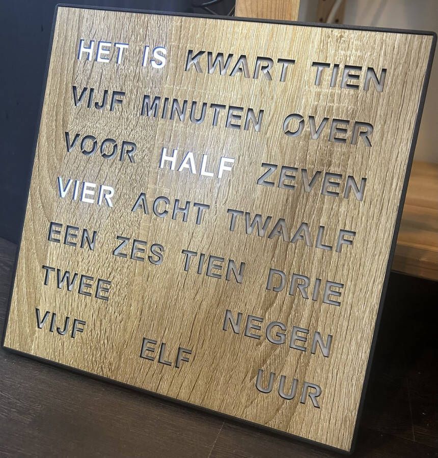 Intertime wandklok tafelklok Woordklok Hout