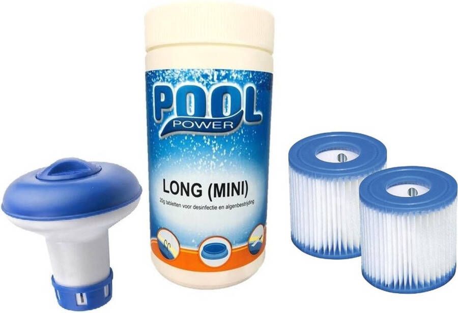 Intex 2x S1 PureSpa filter cartridge set met 1kg chloortabletten en chloordrijver pakket