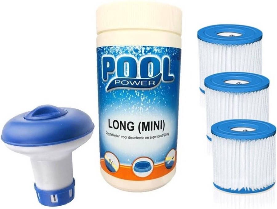 Intex 3x H filter cartridge set met 1kg chloortabletten en chloordrijver pakket
