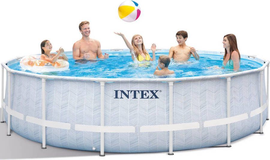 Intex Ø 488 x 122 cm Chevron Prism Frame PREMIUM zwembad set rond