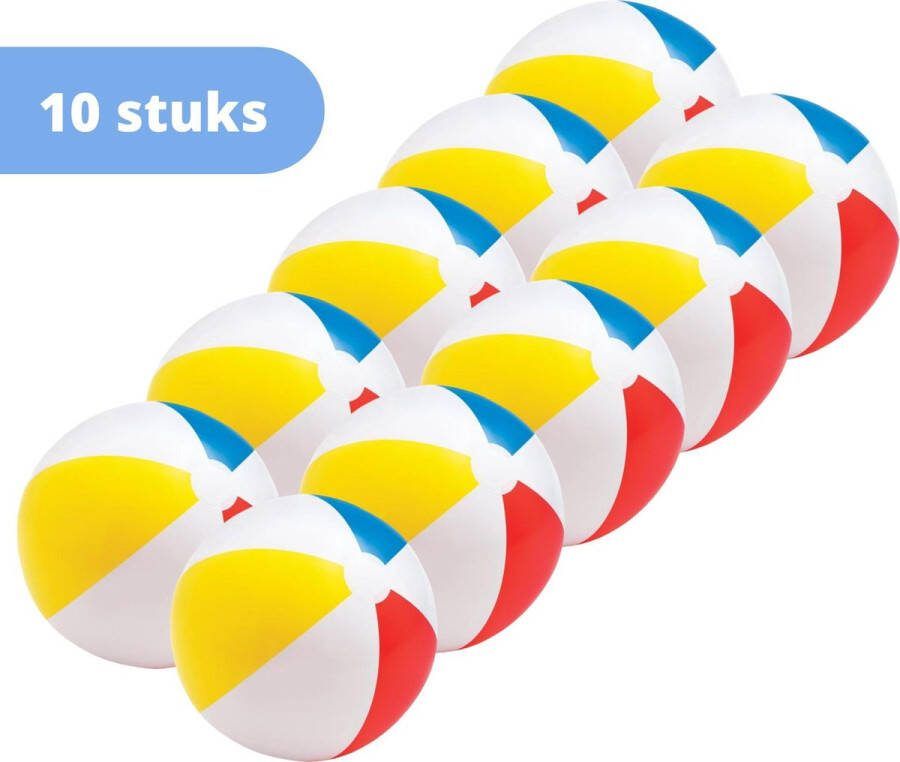 Intex Bundelkorting Strandbal set van 10 50 cm Ø & WAYS Reparatieset en Teststrips