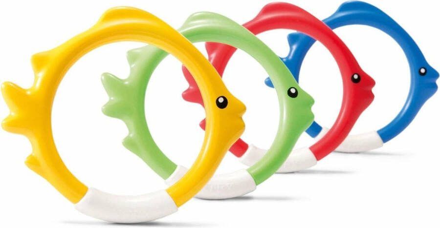 Intex Duikringen zwembad speelgoed set van 12x verschillende kleuren kunststof
