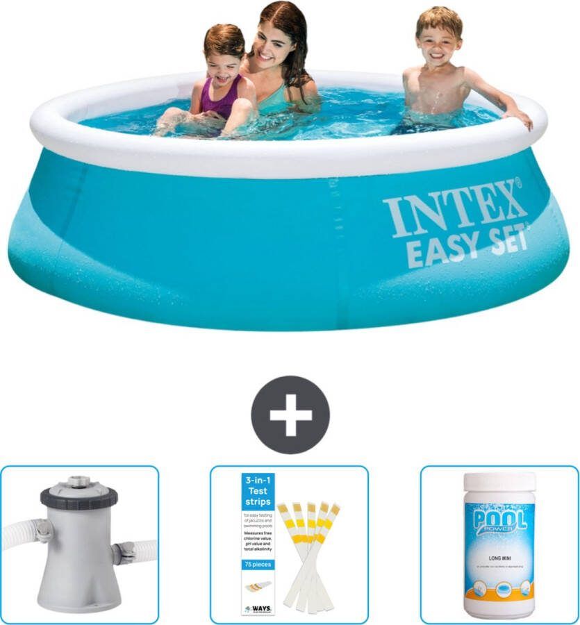 Intex Easy Set Intex Rond Opblaasbaar Easy Set Zwembad 183 x 51 cm Blauw Inclusief Zwembadfilterpomp Testrips Chloor