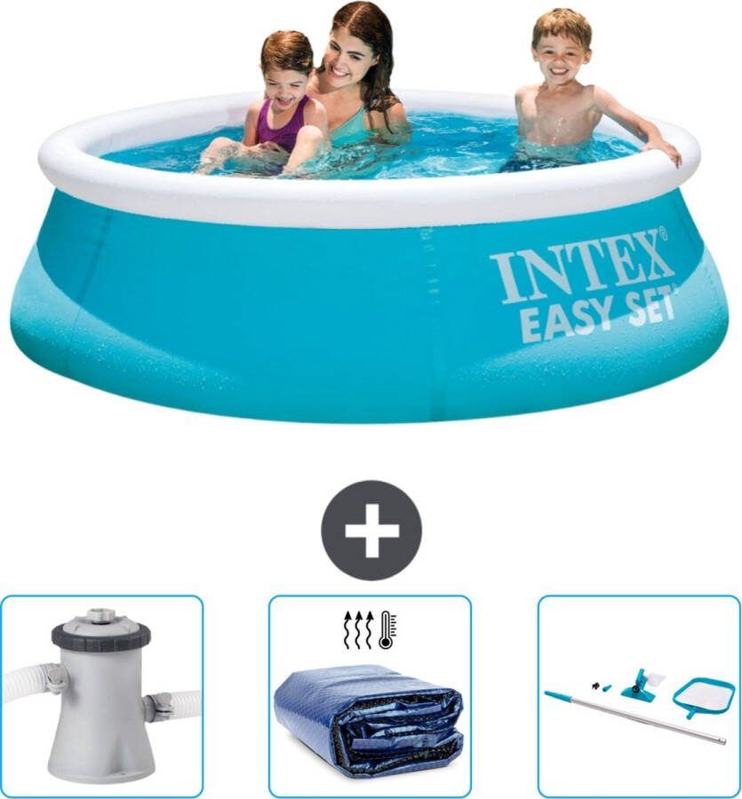 Intex Easy Set Intex Rond Opblaasbaar Easy Set Zwembad 183 x 51 cm Blauw Inclusief Zwembadfilterpomp Solarzeil Schoonmaakset