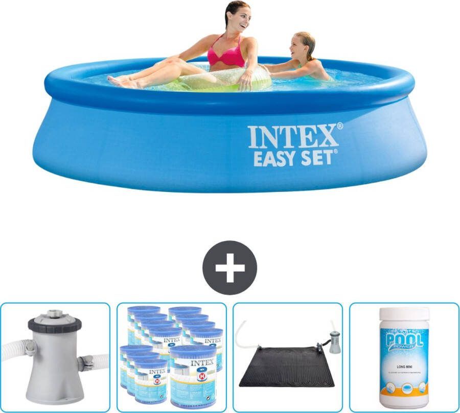 Intex Easy Set Intex Rond Opblaasbaar Easy Set Zwembad 244 x 61 cm Blauw Inclusief Pomp Filters Solar Mat Chloor
