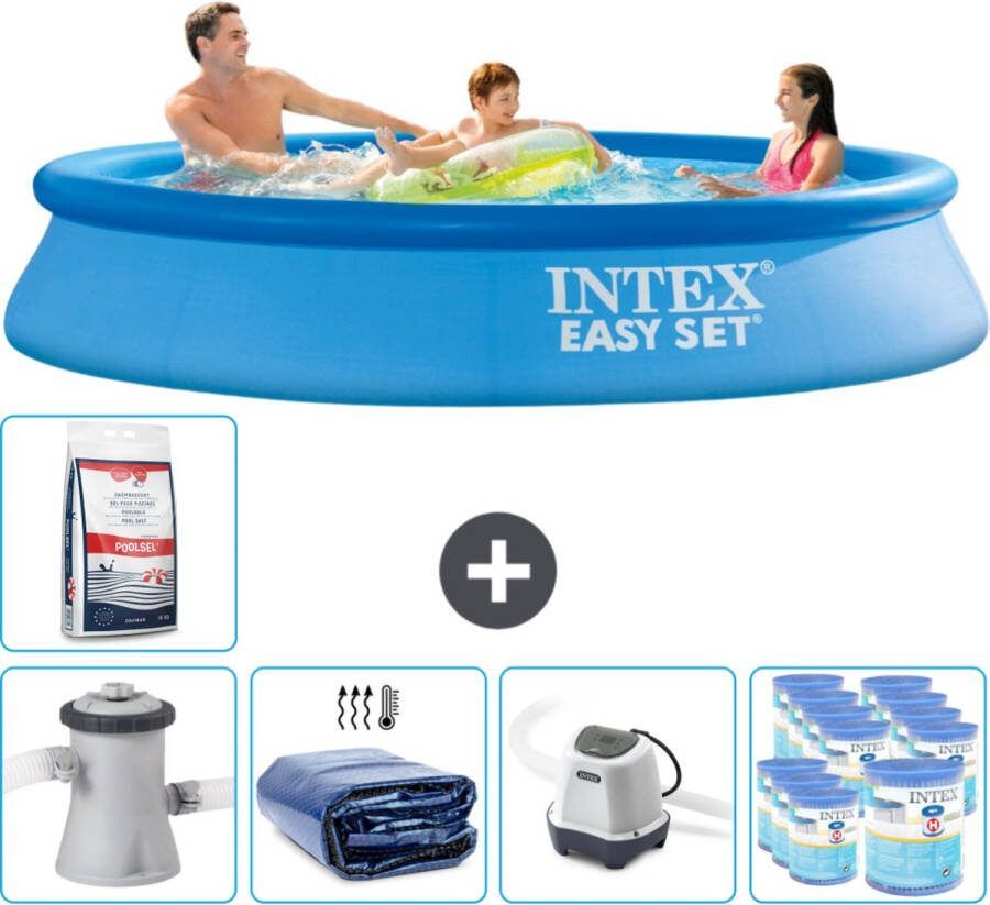 Intex Easy Set Intex Rond Opblaasbaar Easy Set Zwembad 305 x 61 cm Blauw Inclusief Pomp Solarzeil Zoutwatersysteem Filters Zwembadzout