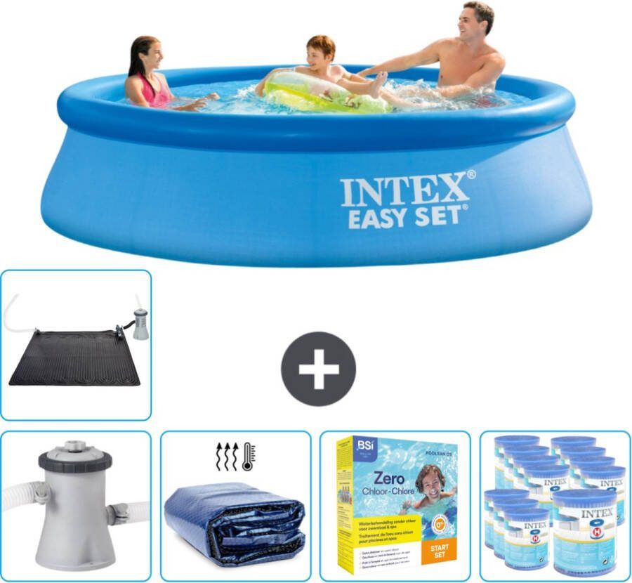 Intex Easy Set Intex Rond Opblaasbaar Easy Set Zwembad 305 x 76 cm Blauw Inclusief Pomp Solarzeil Onderhoudspakket Filters Solar Mat