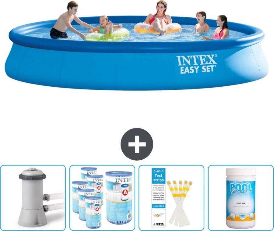 Intex Easy Set Intex Rond Opblaasbaar Easy Set Zwembad 457 x 84 cm Blauw Inclusief Pomp Filters Testrips Chloor