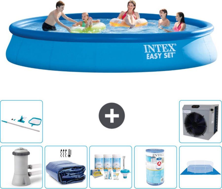 Intex Easy Set Intex Rond Opblaasbaar Easy Set Zwembad 457 x 84 cm Blauw Inclusief Pomp Solarzeil Onderhoudspakket Filter Grondzeil Schoonmaakset Warmtepomp