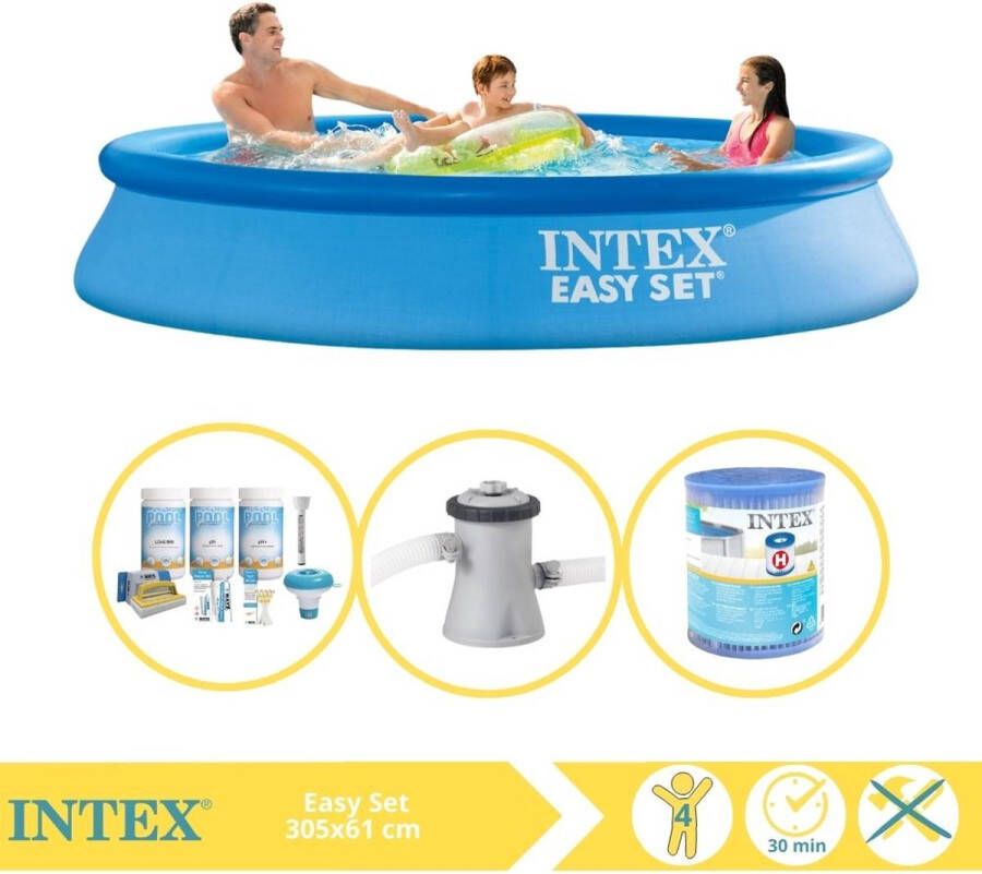 Intex Easy Set Zwembad Opblaaszwembad 305x61 cm Inclusief Onderhoudspakket Zwembadpomp en Filter