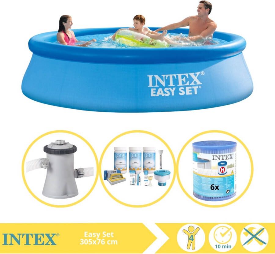 Intex Easy Set Zwembad Opblaaszwembad 305x76 cm Inclusief Onderhoudspakket Zwembadpomp en Filter