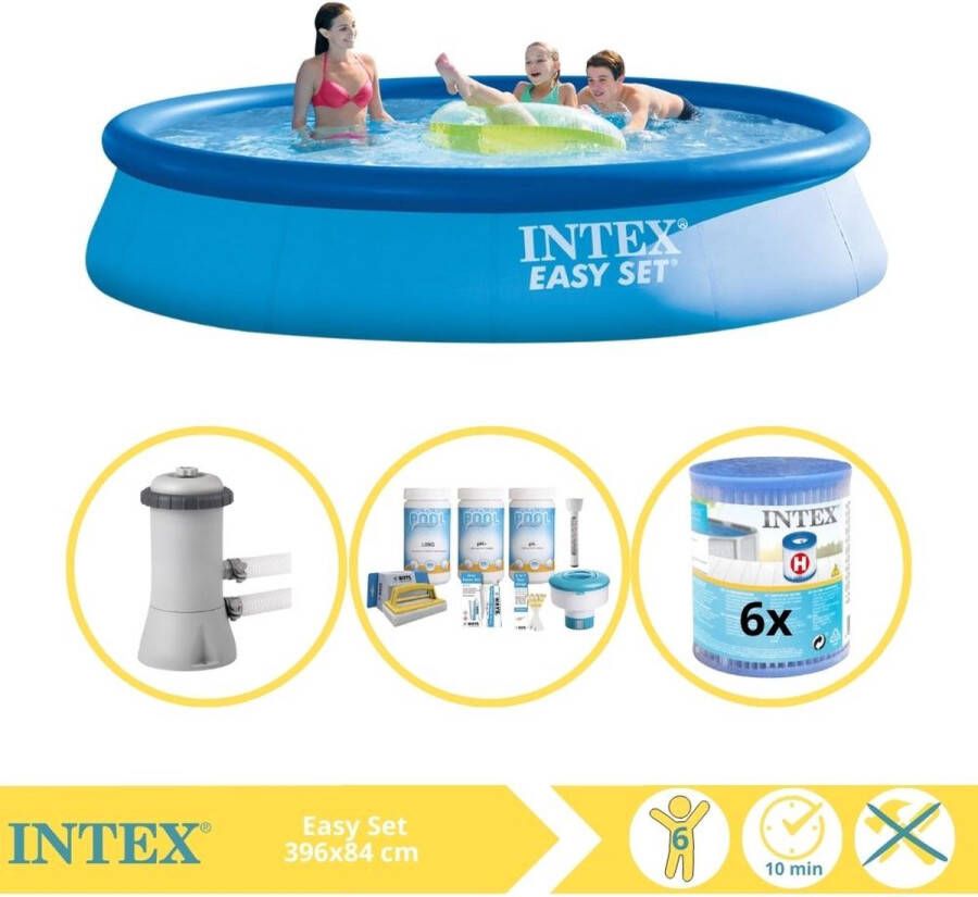 Intex Easy Set Zwembad Opblaaszwembad 396x84 cm Inclusief Onderhoudspakket Zwembadpomp en Filter