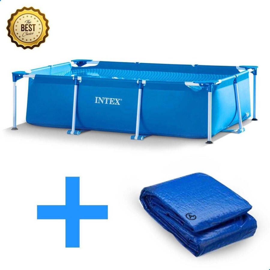 Intex Family Frame Zwembad 260x160x65cm + gratis AG Afdekhoes afdekzeil- accessoires Opzetzwembaden- rechthoekig- framebad rectangular familiebad bovengronds zwembad Sterk kinderzwembad kinderen volwassenen
