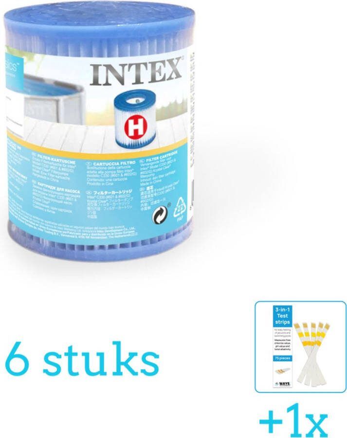 Intex Filter Cardridge Type H 6 stuks Voordeelverpakking Inclusief WAYS Testrips (1 stuks) Type H filter Geschikt voor 28602GS Pomp