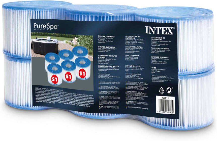 Intex Zwembadfilter Spa Katoen 10 8 Cm Wit blauw 6 Stuks