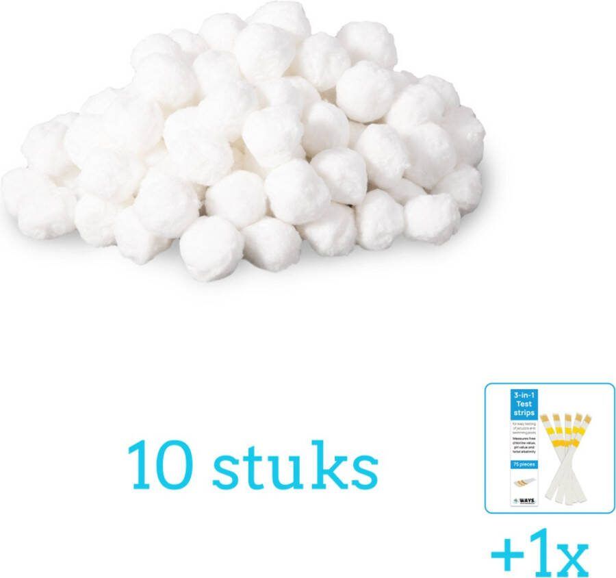 Intex Filterbollen Geschikt voor zandfilterpomp 29045 10 stuks Voordeelverpakking Inclusief WAYS Testrips (1 stuks) 26642GS 26644GS 26646GS 26648GS 26652GS
