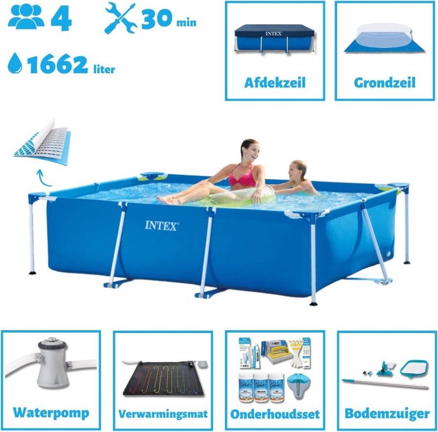 Intex Frame Pool Intex Opzetzwembad Rechthoekig 220 x 150 x 60 cm Blauw Sterk materiaal Inclusief Accessoires