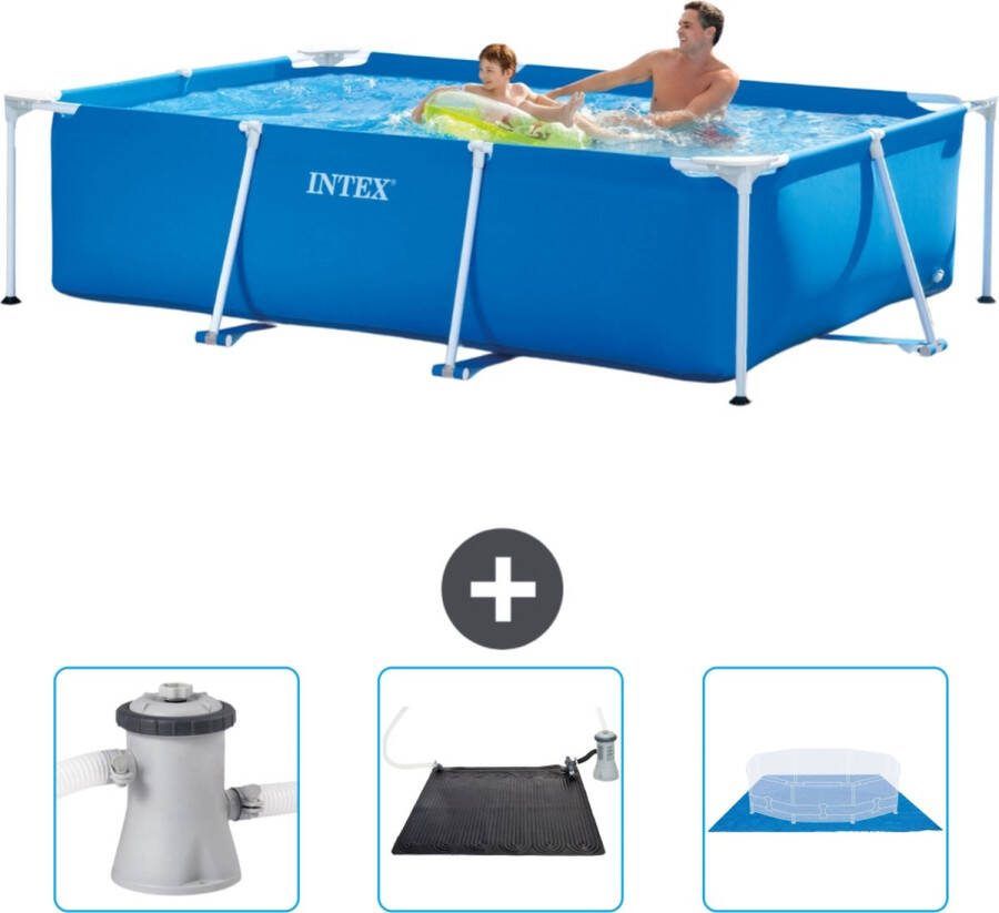 Intex Frame Pool Intex Rechthoekig Frame Zwembad 260 x 160 x 65 cm Blauw Inclusief Zwembadfilterpomp Solar Mat Grondzeil