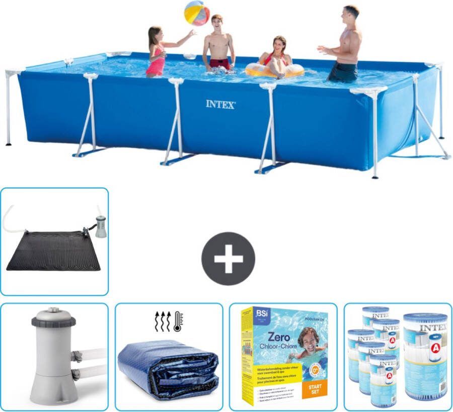 Intex Frame Pool Intex Rechthoekig Frame Zwembad 450 x 220 x 84 cm Blauw Inclusief Pomp Solarzeil Onderhoudspakket Filters Solar Mat