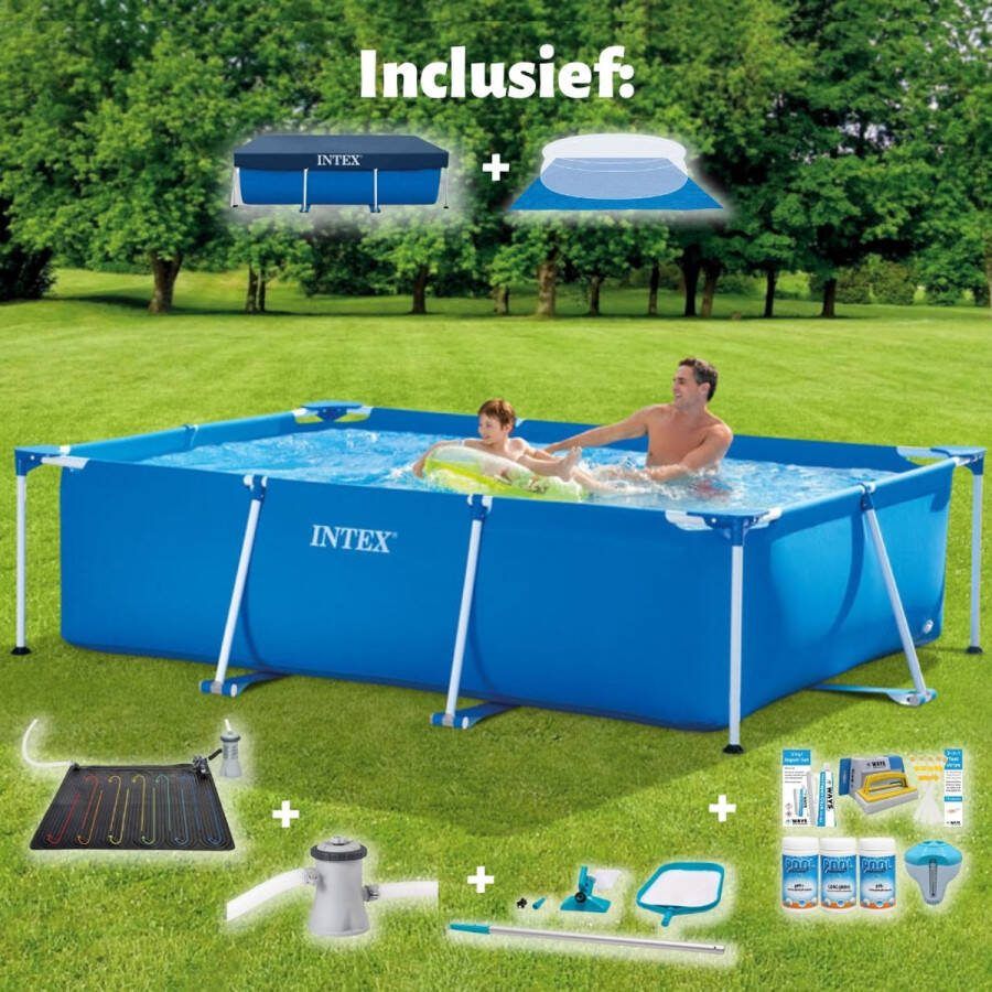 Intex Frame Pool Zwembad Opzetzwembad Compleet pakket Rechthoekig 260 x 160 x 65 cm Blauw Inclusief Pomp & Overige Accessoires