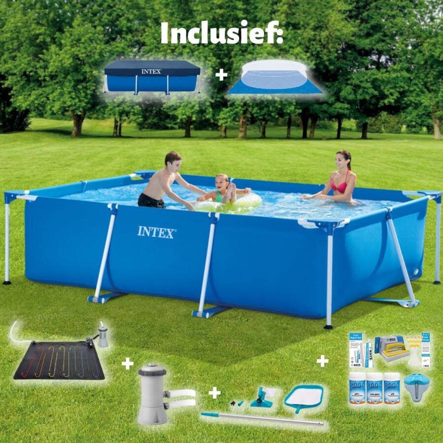 Intex Frame Pool Zwembad Opzetzwembad Compleet pakket Rechthoekig 300 x 200 x 75 cm Blauw Inclusief Pomp & Overige Accessoires