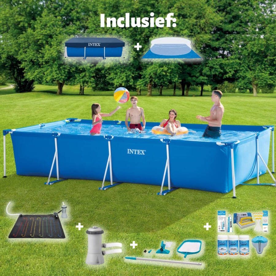Intex Frame Pool Zwembad Opzetzwembad Compleet pakket Rechthoekig 450 x 220 x 84 cm Blauw Inclusief Pomp & Overige Accessoires