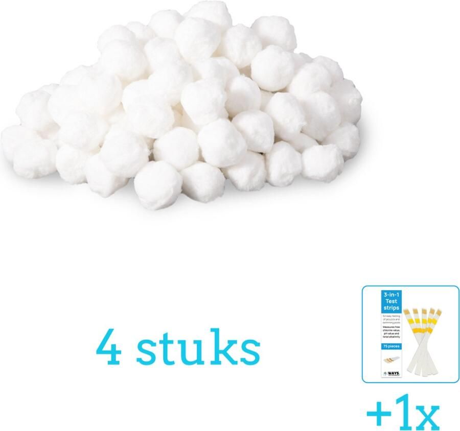 Intex Filterbollen Geschikt voor zandfilterpomp 29045 4 stuks Voordeelverpakking Inclusief WAYS Testrips (1 stuks) 26642GS 26644GS 26646GS 26648GS 26652GS