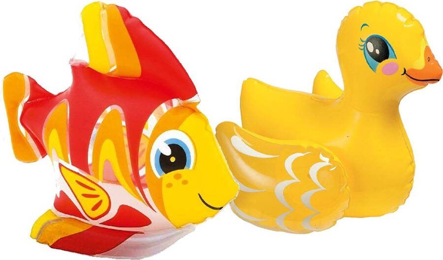 Intex kleine opblaas dieren zwembad setje eend vis 25 cm opblaasspeelgoed