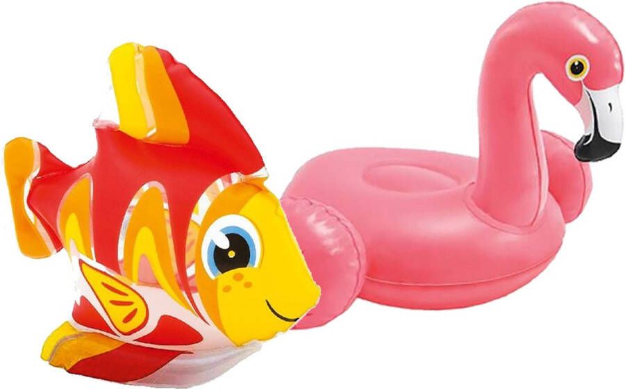 Intex kleine opblaas dieren zwembad setje flamingo vis 25 cm opblaasspeelgoed