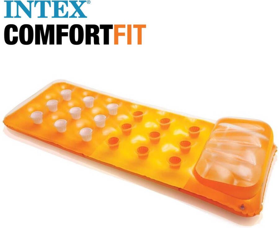 Intex Luchtbed Comfortfit 188 x 71cm luchtmatras zwembad oranje