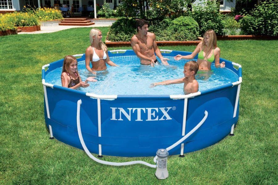 Intex Metal Frame Set Zwembad Opzetzwembad : 366 x 76 cm Rond + Pomp