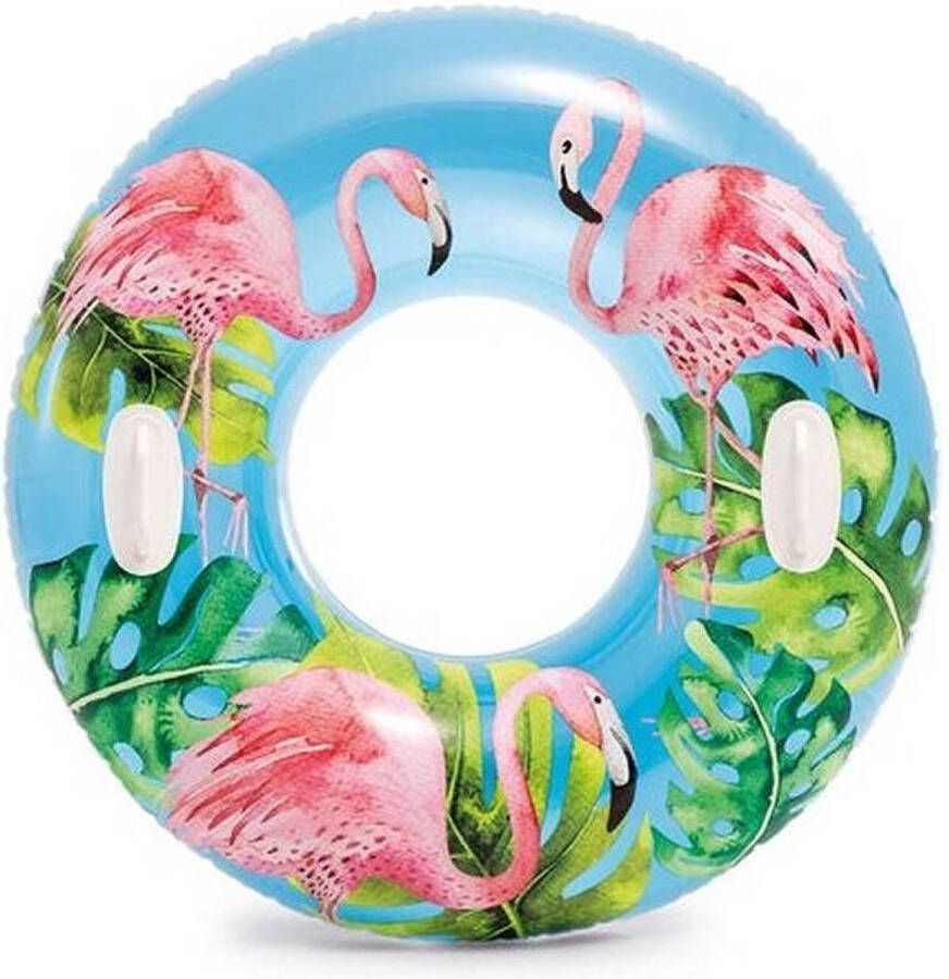 Intex Opblaasbare blauwe flamingo zwemband zwemring 97 cm Zwembenodigdheden Zwemringen Tropisch thema Flamingo zwembanden voor kinderen en volwassenen