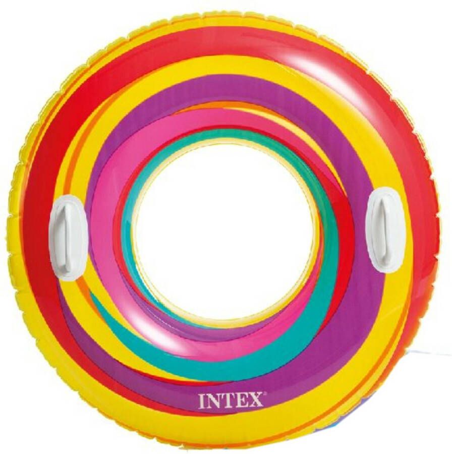 Intex opblaasbare gekleurde zwemband zwemring ringenprint 91 cm Zwembanden