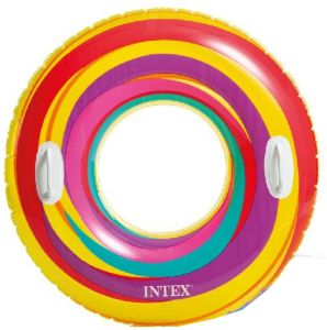 Intex Opblaasbare Gekleurde Zwemband zwemring Ringenprint 91 Cm Zwembanden