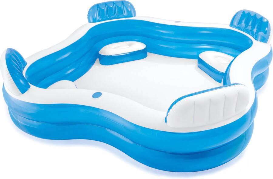 Intex opblaaszwembad met zitjes 229x229x69 cm blauw wit