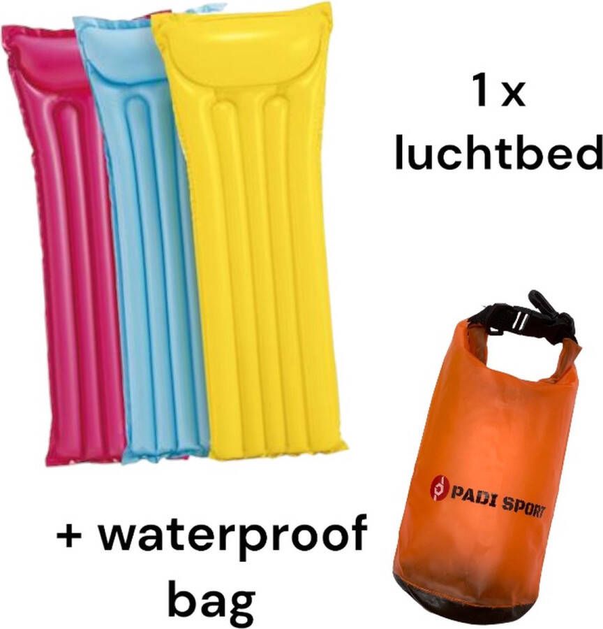 Intex Padisport luchtbed + zwemring + waterproof bag 2L drybag 2 liter Waterdichte tas Waterdichte zak