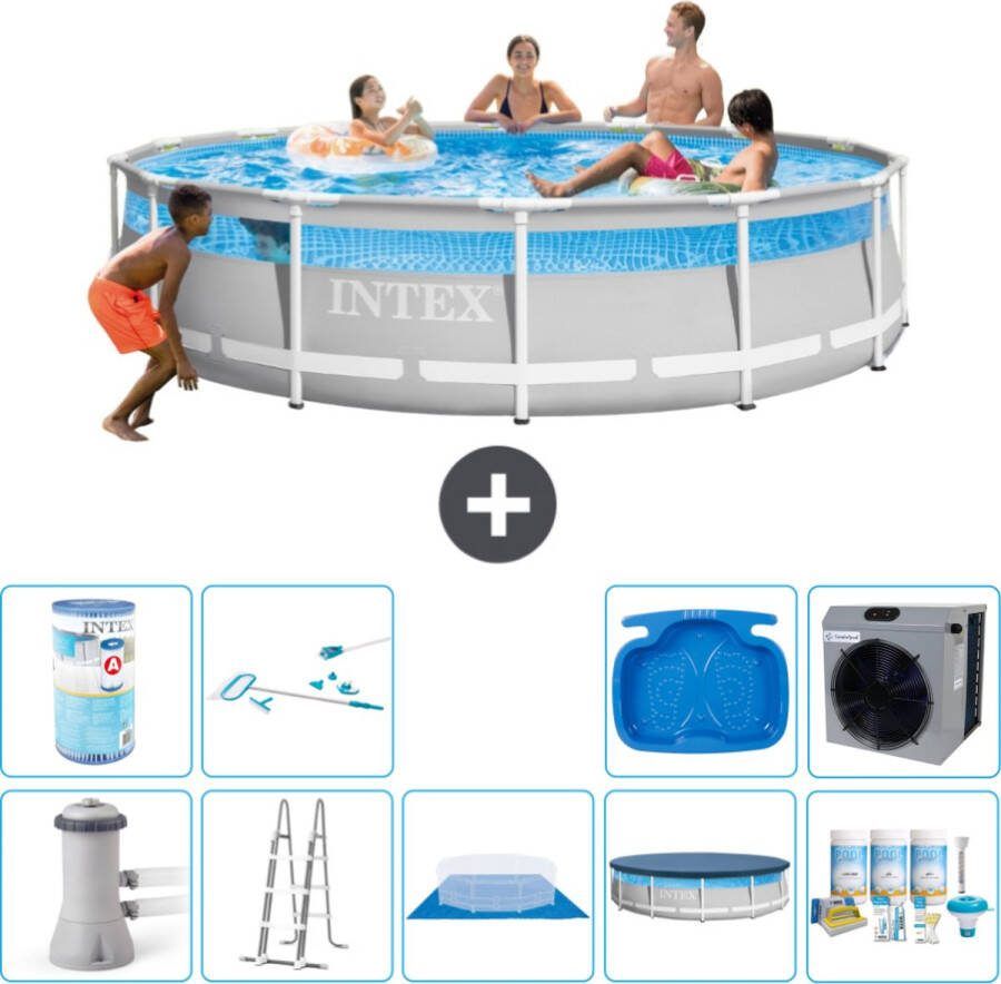 Intex Prism Frame Intex Rond Prism Frame Clearview Zwembad 427 x 107 cm Inclusief Pomp Ladder Grondzeil Afdekzeil Onderhoudspakket Filter Schoonmaakset Voetenbad Warmtepomp