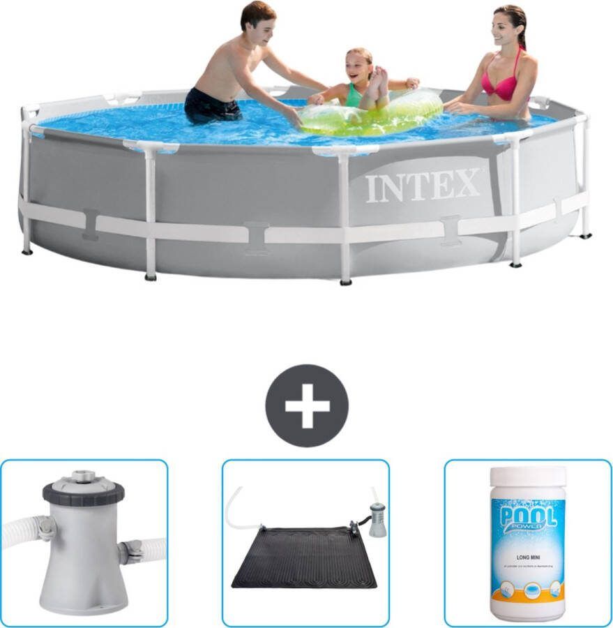Intex Prism Frame Intex Rond Prism Frame Zwembad 305 x 76 cm Grijs Inclusief Zwembadfilterpomp Solar Mat Chloor