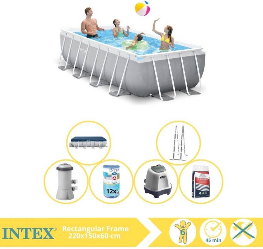 Intex Prism Frame Zwembad Opzetzwembad 400x200x100 cm Inclusief Afdekzeil Filter Zoutsysteem en Zout