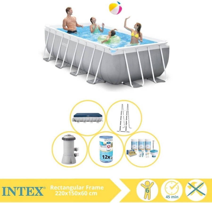 Intex Prism Frame Zwembad Opzetzwembad 400x200x100 cm Inclusief Afdekzeil Onderhoudspakket en Filter