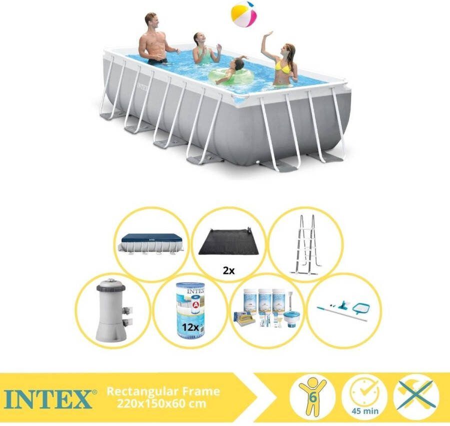 Intex Prism Frame Zwembad Opzetzwembad 400x200x100 cm Inclusief Afdekzeil Onderhoudspakket Filter Onderhoudsset en Voetenbad
