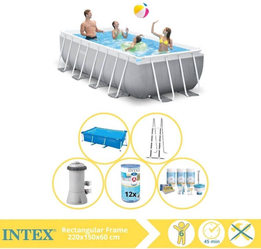 Intex Prism Frame Zwembad Opzetzwembad 400x200x100 cm Inclusief Solarzeil Onderhoudspakket en Filter