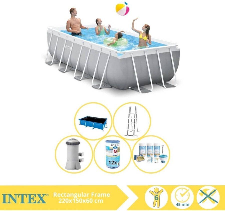 Intex Prism Frame Zwembad Opzetzwembad 400x200x100 cm Inclusief Solarzeil Pro Onderhoudspakket en Filter