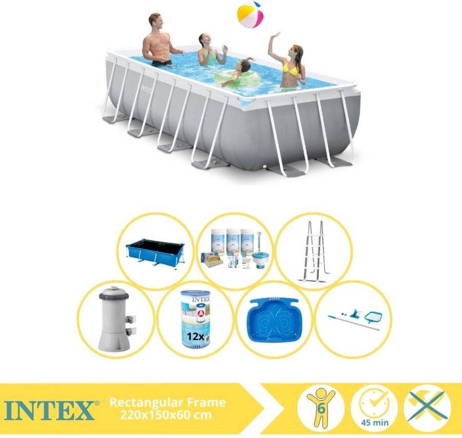 Intex Prism Frame Zwembad Opzetzwembad 400x200x100 cm Inclusief Solarzeil Pro Onderhoudspakket Filter Onderhoudsset en Voetenbad