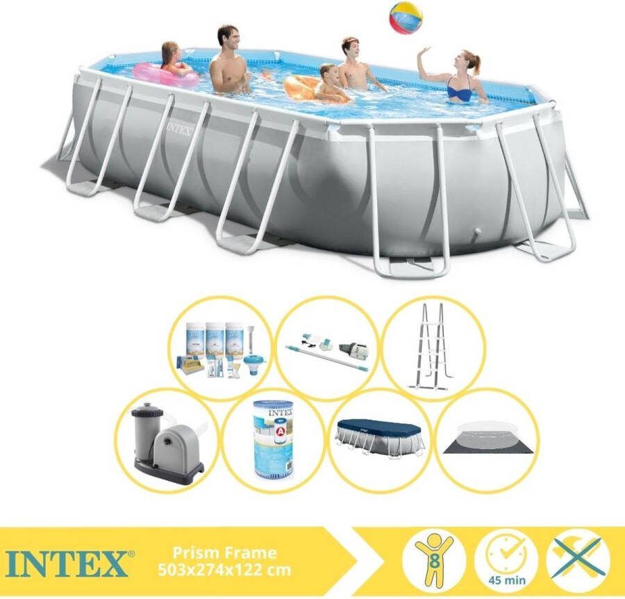 Intex Prism Frame Zwembad Opzetzwembad 503x274x122 cm Inclusief Onderhoudspakket Filter en Stofzuiger